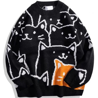 Cat Pattern Knit Sweater
