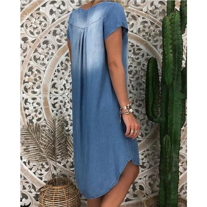 Women's Flowy Denim Dress Lightweight Blue
