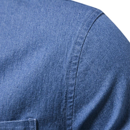 Men's Long Sleeve Button Front Shirt Cotton Fold Down Collar