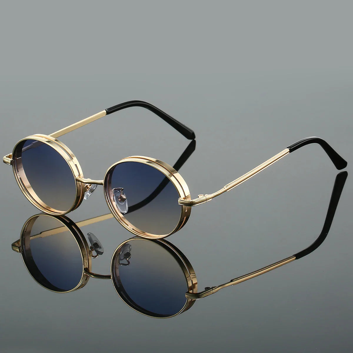 Solis Round Metal Sunglasses - 
Fashinoza