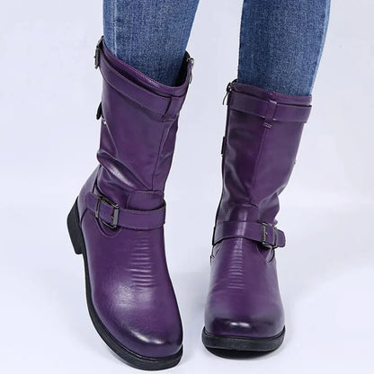 Women's Mid Calf Boots Buckle Accent