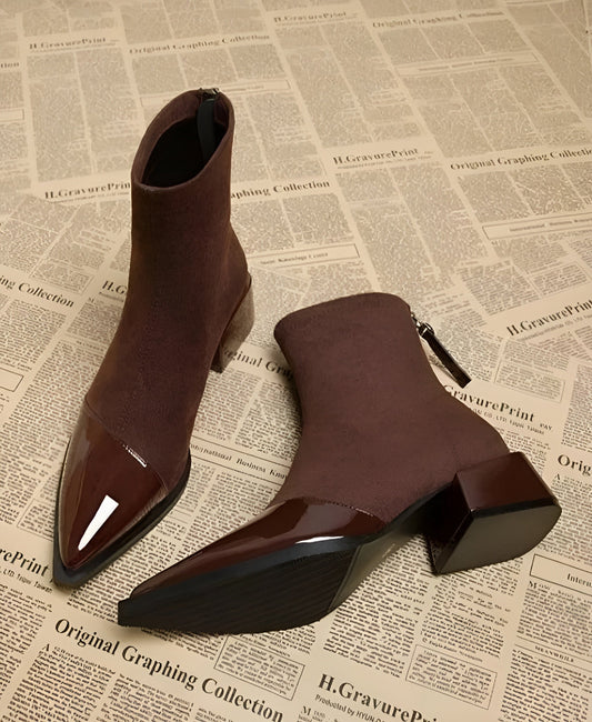 Women's Ankle Boots Pointed Toe Block Heel Black - 
Fashinoza