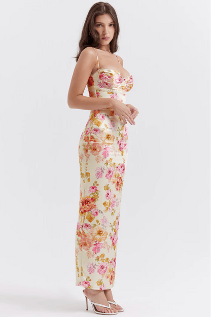 Women's Floral Spaghetti Strap Wedding Guest Dress