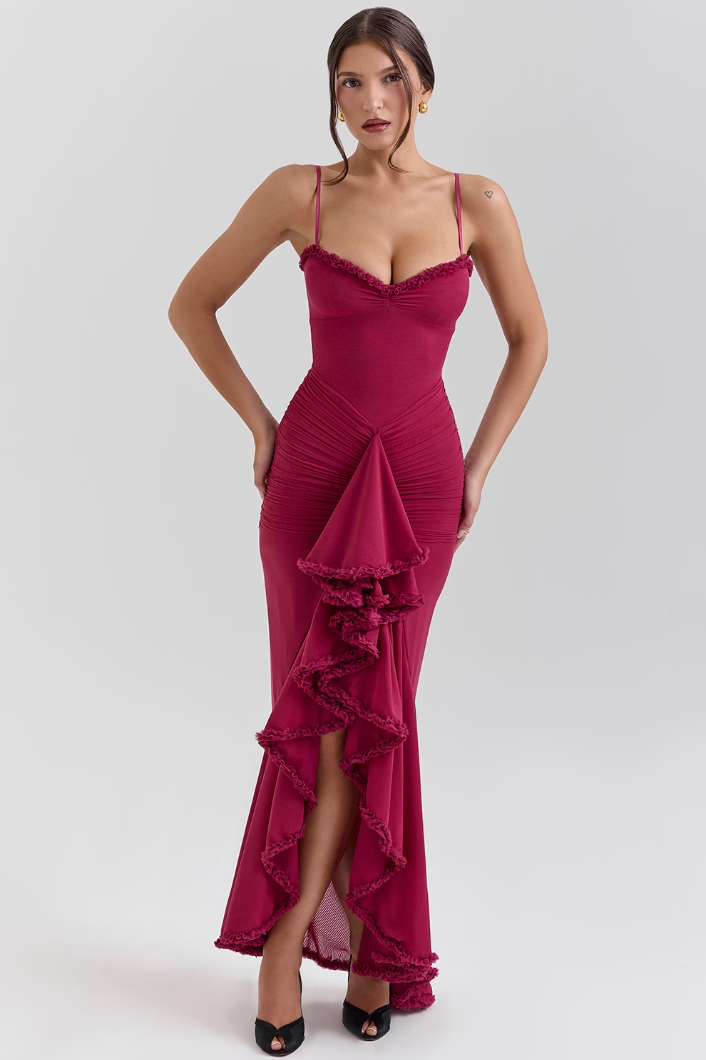 Women's Lace Ruched Wedding Guest Dress