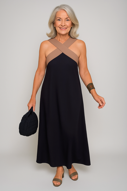 Women's Sleeveless Maxi Dress Cross Strap - Fashinoza