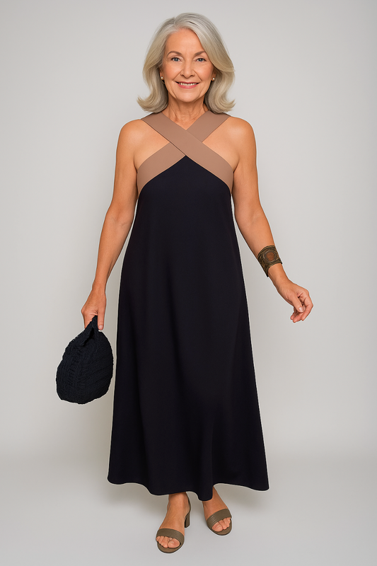 Women's Sleeveless Maxi Dress Cross Strap - Fashinoza