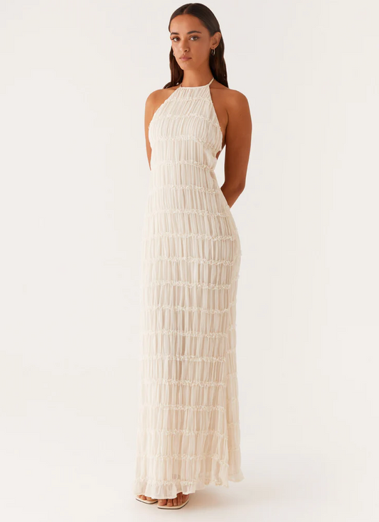 Women's Fitted Halter Maxi Dress - Fashinoza