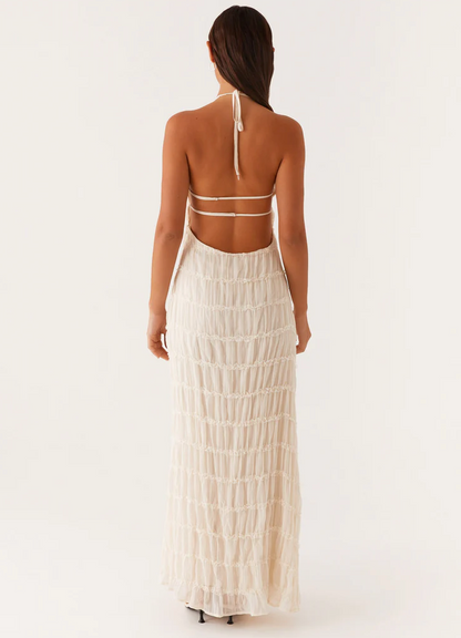 Women's Fitted Halter Maxi Dress