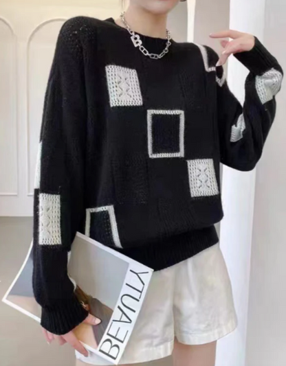 Women's Patchwork Crewneck Sweater