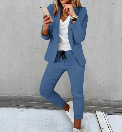 Women's Blazer And Pants Set Fitted Drawstring
