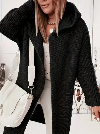 Women's Loose Fit Hooded Cardigan Long Sleeves