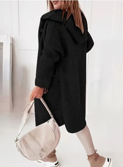Women's Loose Fit Hooded Cardigan Long Sleeves