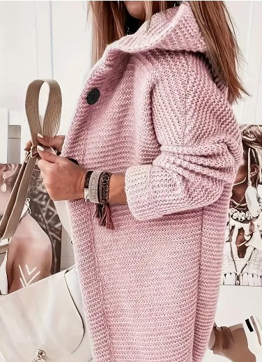 Women's Loose Fit Hooded Cardigan Long Sleeves