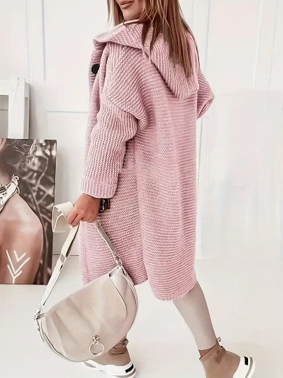 Women's Loose Fit Hooded Cardigan Long Sleeves