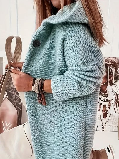 Women's Loose Fit Hooded Cardigan Long Sleeves