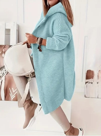 Women's Loose Fit Hooded Cardigan Long Sleeves