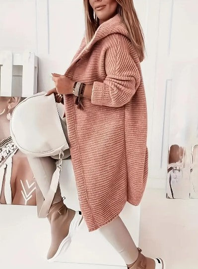 Women's Loose Fit Hooded Cardigan Long Sleeves