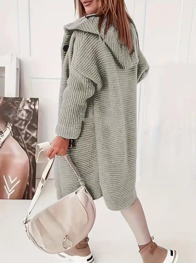 Women's Loose Fit Hooded Cardigan Long Sleeves