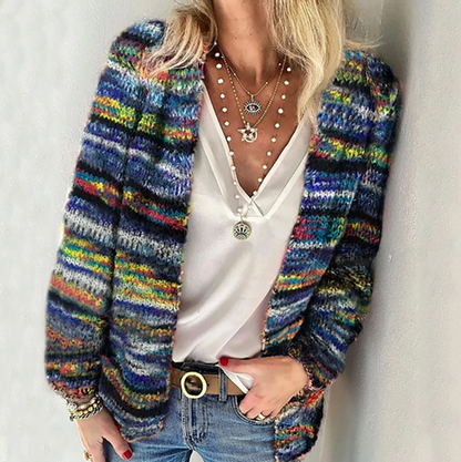 Women's Long Sleeve Multicolor Cardigan