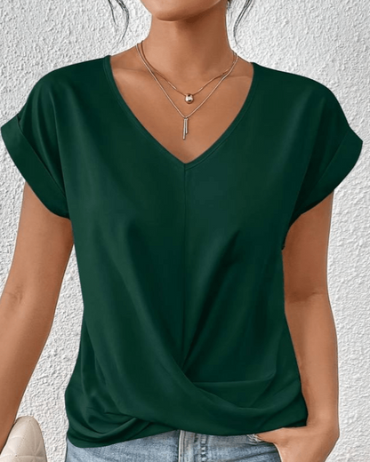 Women's V-Neck Twist Short Sleeve - Fashinoza