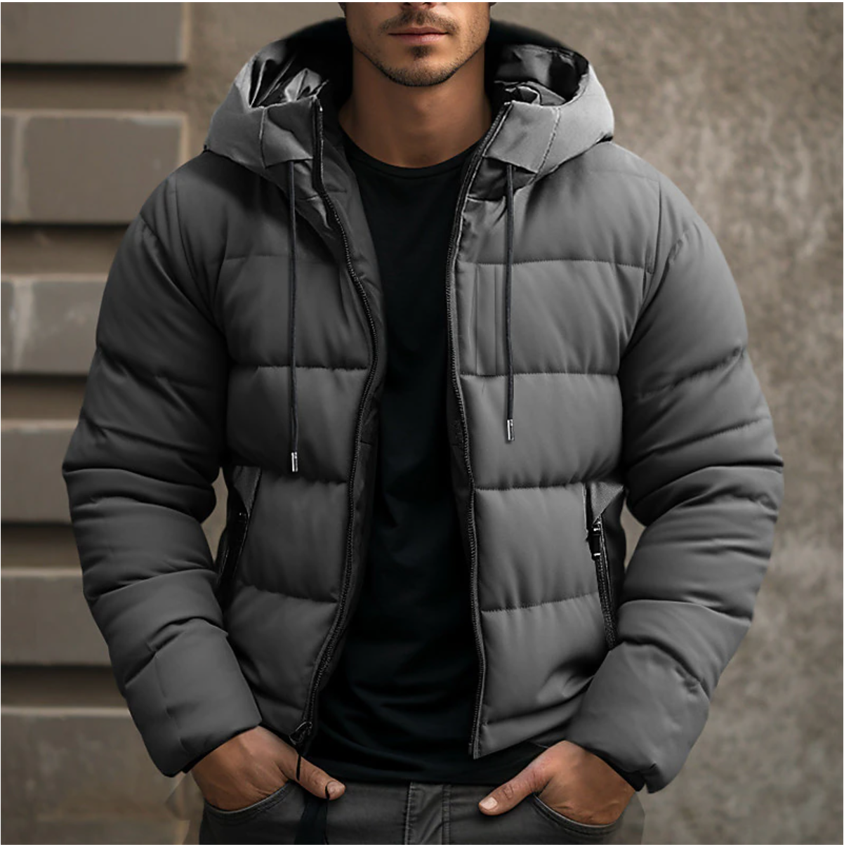 Jacob | Men Warm Padded Drawstring Puffer Jacket
