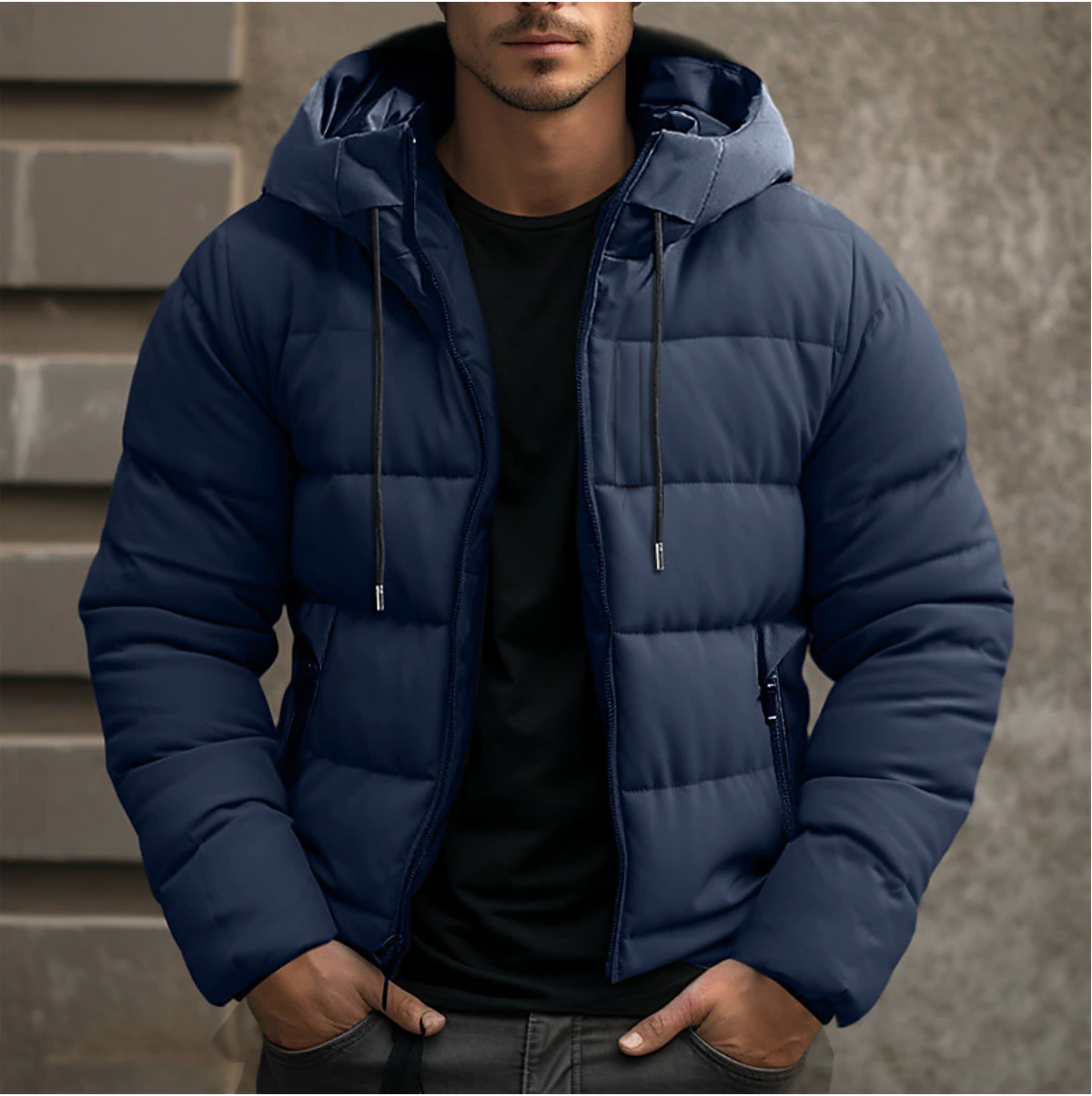 Jacob | Men Warm Padded Drawstring Puffer Jacket