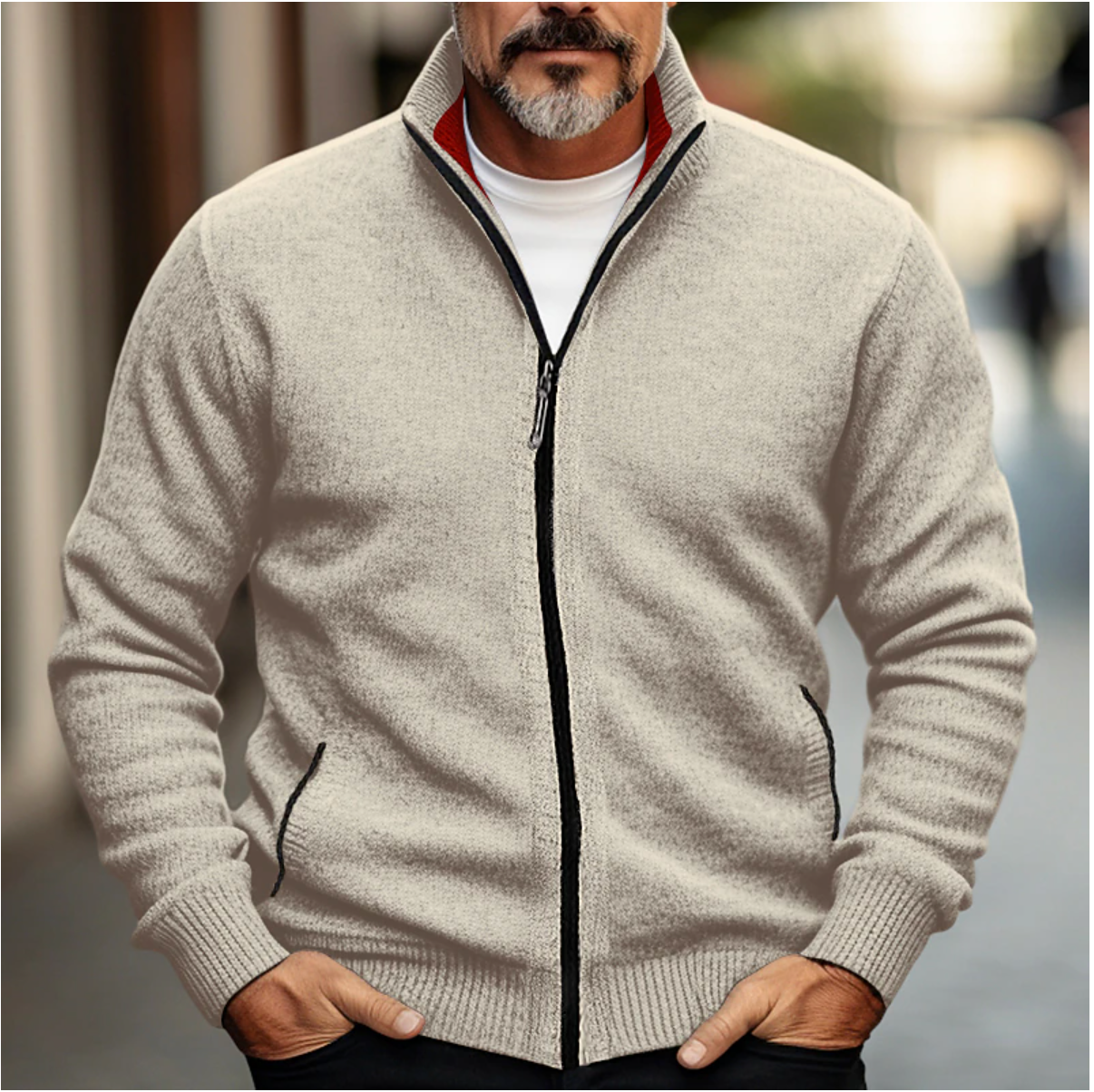 Men's Zip-Up Cardigan Soft Knit Sweater - Fashinoza