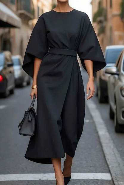 Women's Midi Dress Belted Waist