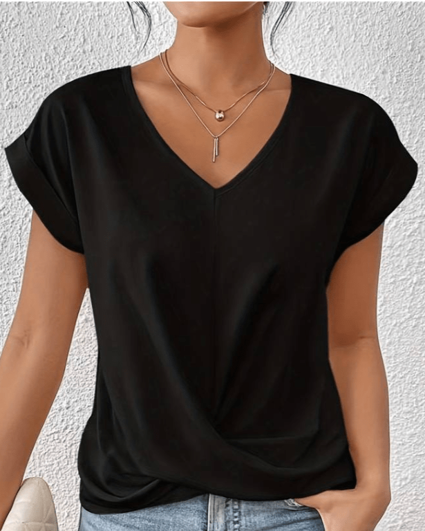 Women's V-Neck Twist Short Sleeve