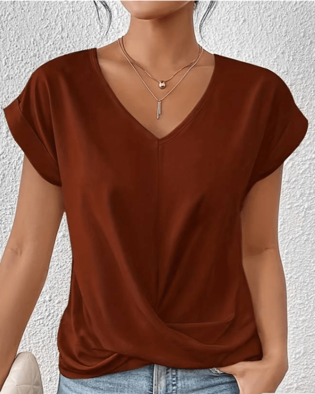 Women's V-Neck Twist Short Sleeve