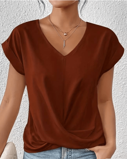 Women's V-Neck Twist Short Sleeve