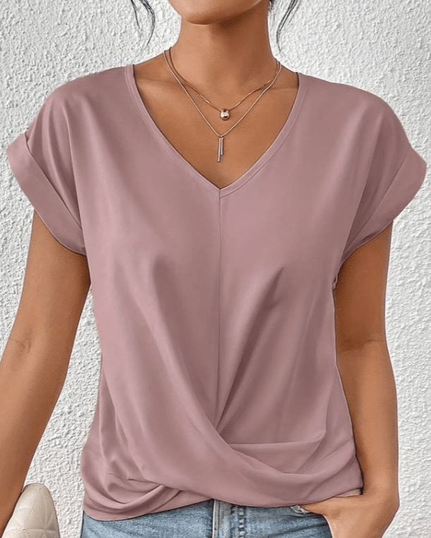 Women's V-Neck Twist Short Sleeve