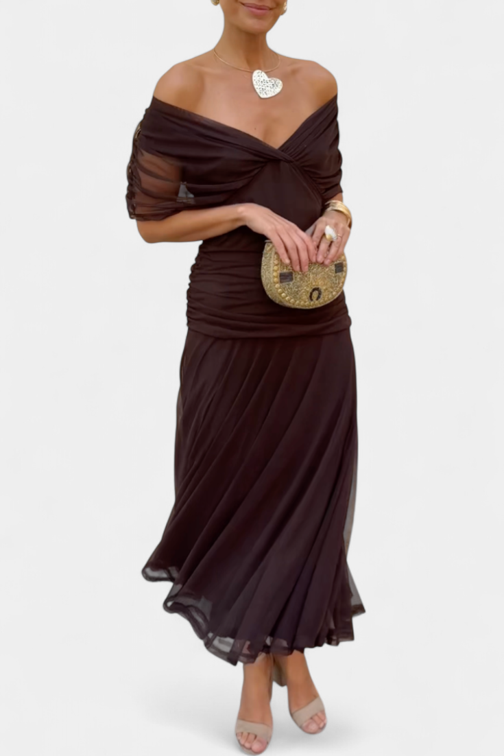 Brooklyn | Womens Off Shoulder Elegant Evening Dress