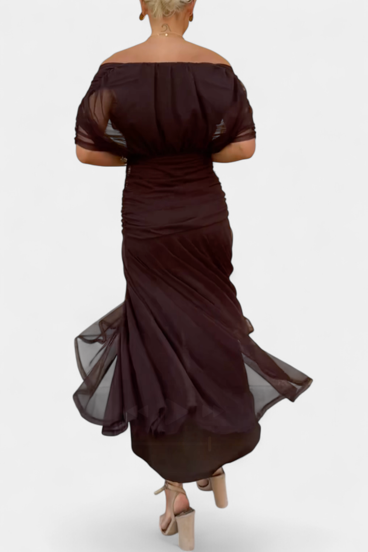 Off-Shoulder Draped Maxi Dress