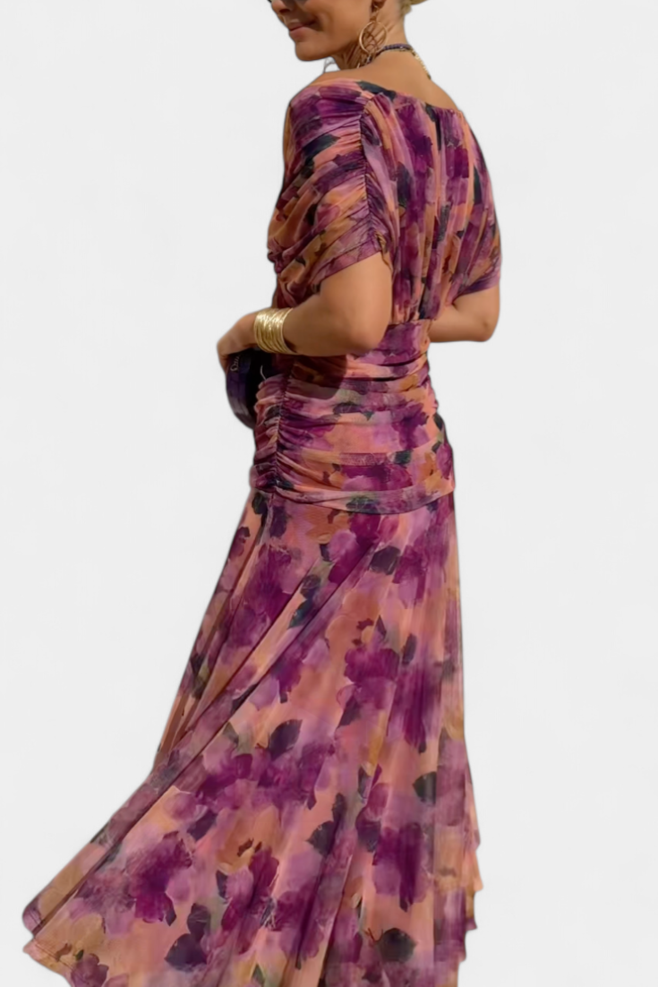 Off-Shoulder Draped Maxi Dress