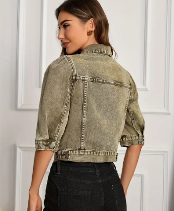 Women's Denim Jacket Short Blue Casual