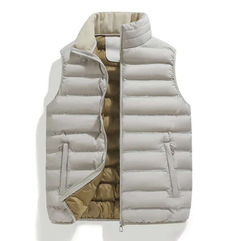 Men's Down Vest Sleeveless Zipper Windproof Solid Black