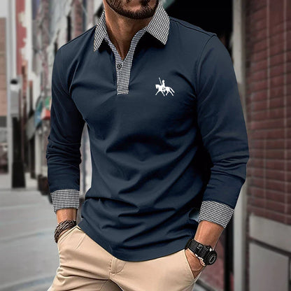 Men's Long Sleeve Slim Fit Polo Shirt