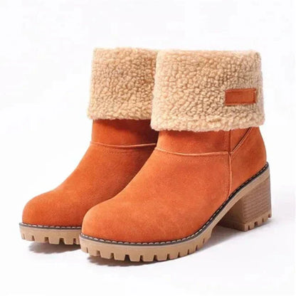 Women's Mid Calf Boots Block Heel Lug Sole