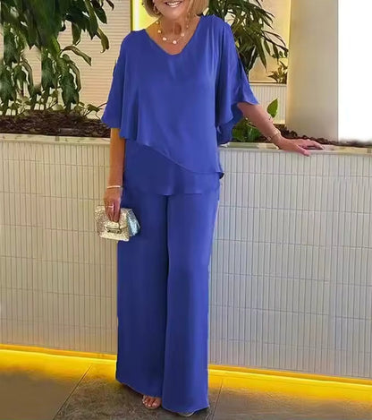 Women's 2-Piece V-Neck Set - Fashinoza