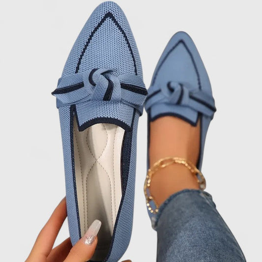 Women's Pointed Toe Slip On Loafers Knot Detail - Fashinoza