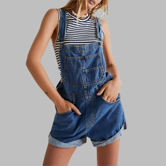 Women's Denim Jumpsuit Sleeveless Casual - Fashinoza