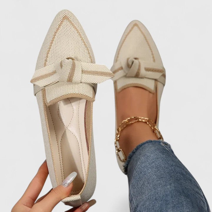 Women's Pointed Toe Slip On Loafers Knot Detail