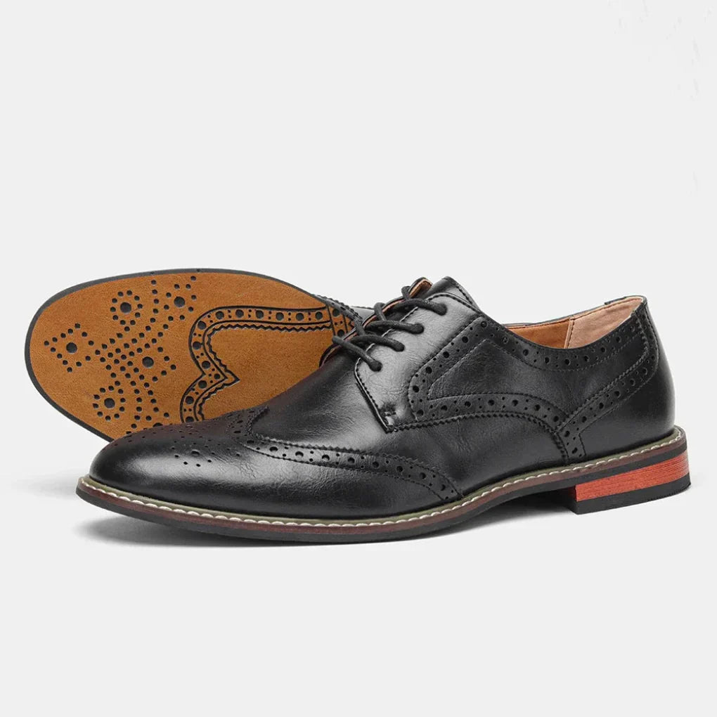 Men's Leather Wingtip Oxford Shoes Brown