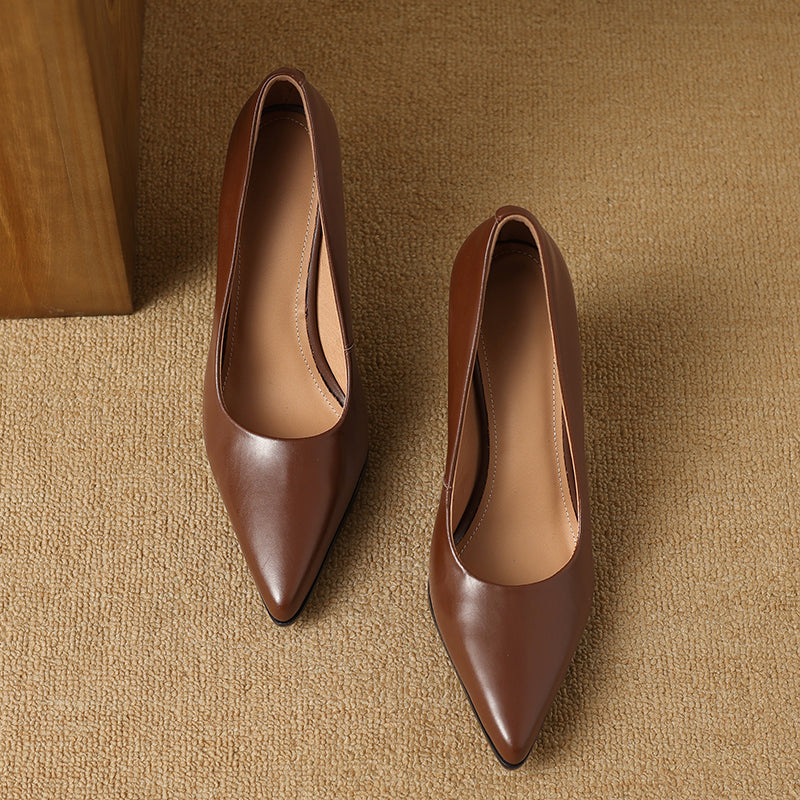 Women's Pointed Toe Pumps Block Heel Slip On Shoes