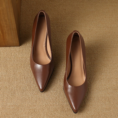 Women's Pointed Toe Pumps Block Heel Slip On Shoes