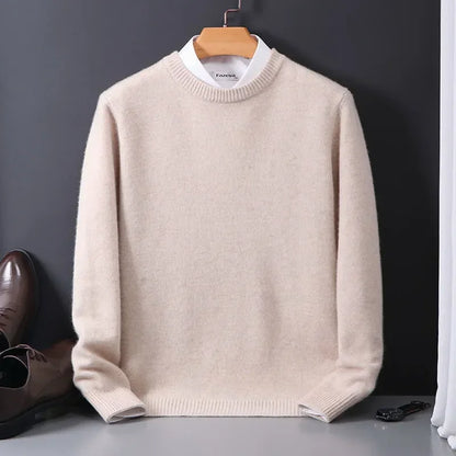 Men's Crew Neck Sweater Long Sleeves Ribbed Trim - 
Fashinoza