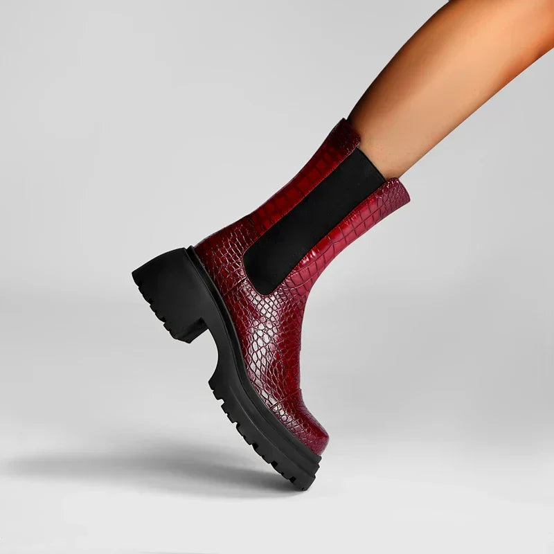 Women's Platform Boots Elastic Sides - Fashinoza