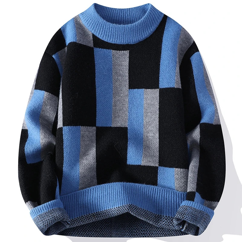 Colorblock Geometric Knit Sweater