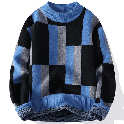 Colorblock Geometric Knit Sweater